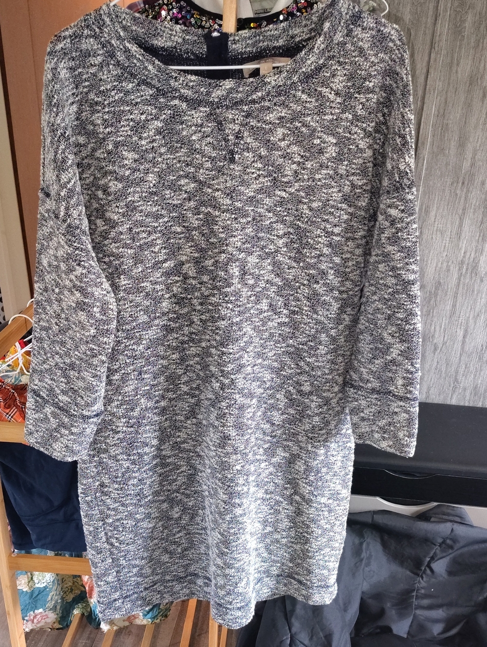 Banana Republic Navy and White Marled Knit Top